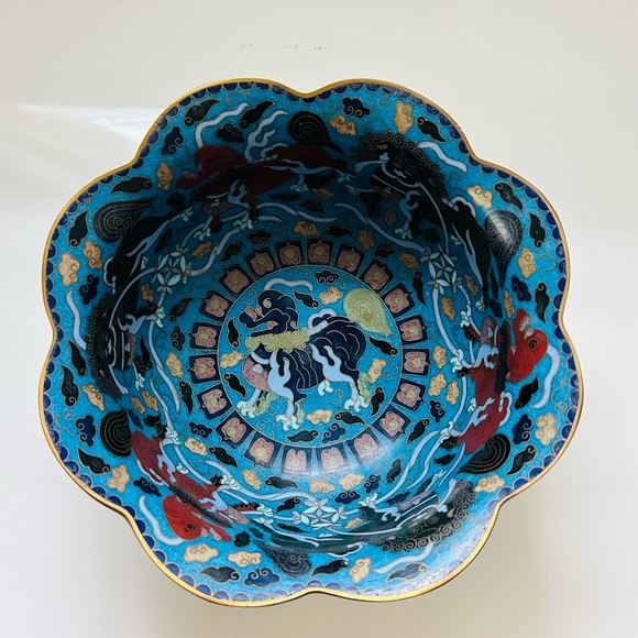 Vintage Fine Art Chinese Cloisonne Medium Bowl | Chinoiserie | - Picture 3 of 7